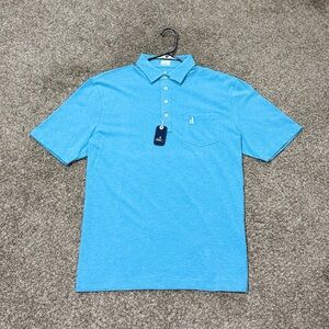 NWT Johnnie O Hangin Out Mens Polo Shirt Blue Cotton Short Sleeve Stretch Golf M